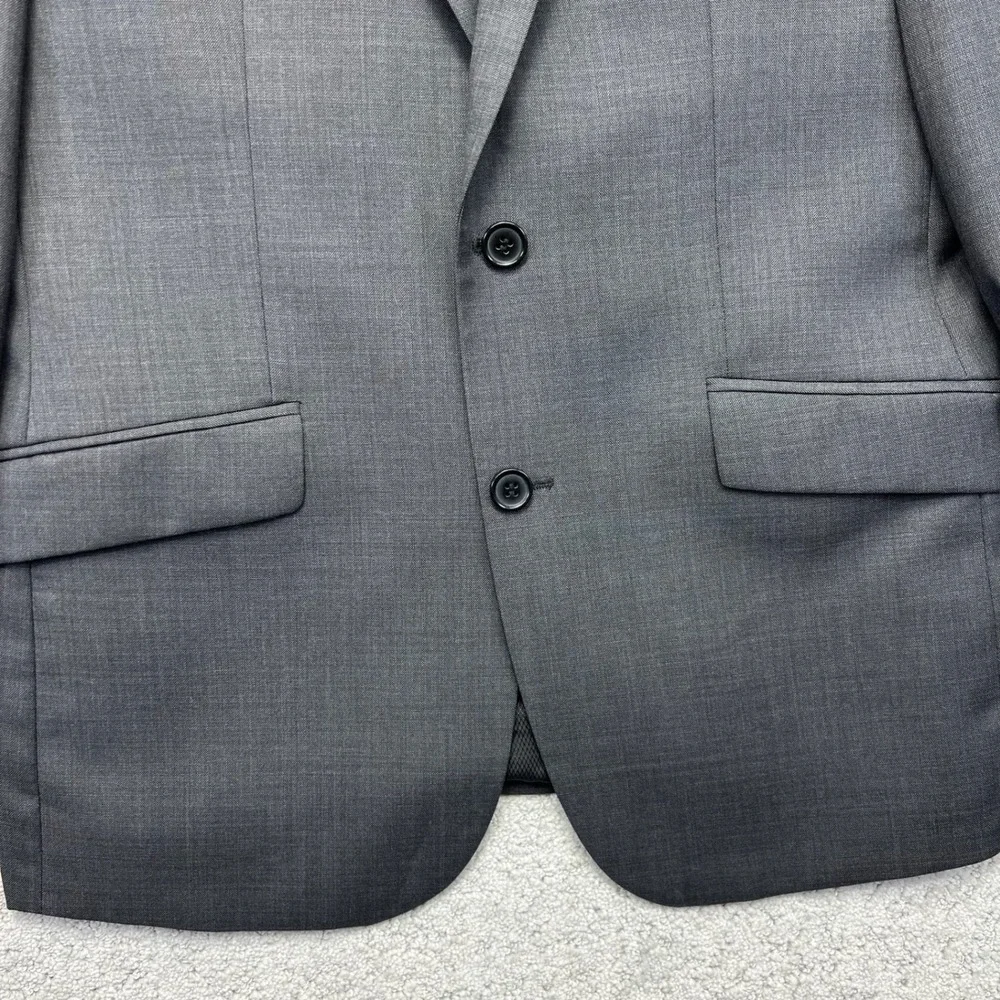 Combatant Gentlemen Blazer Mens 38S Grey Slim Fit 100% Wool 2-Button Suit Jacket